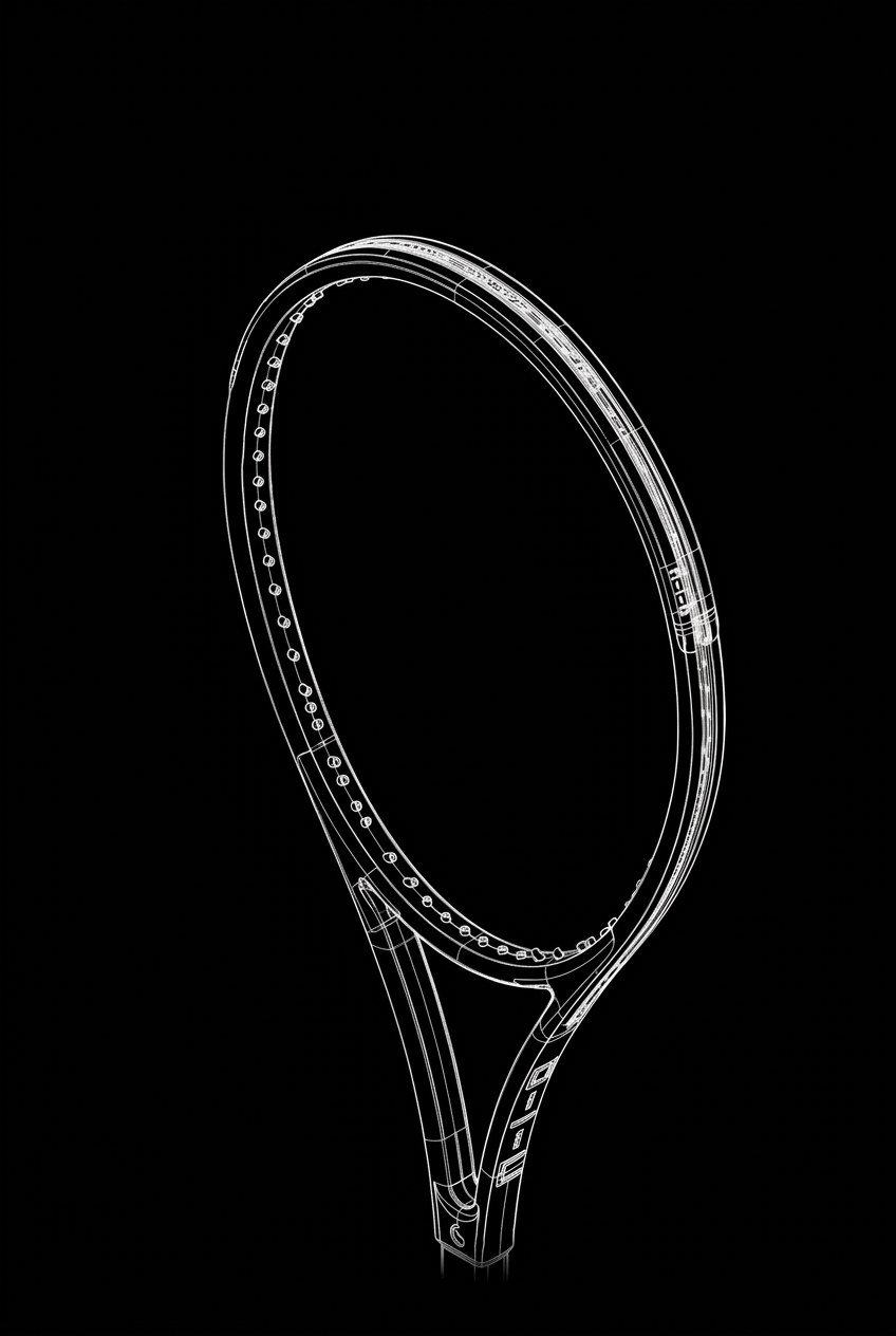 Technical line drawing of the TANTO racket frame